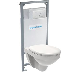 Alcaplast podomítkový set pro komfort C201 + tlačítko + WC mísa závěsná rimless + sedátko