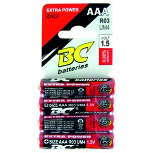 Baterie AAA zinkochloridová mikrotužková   1,5V BCR03/4P 4KS