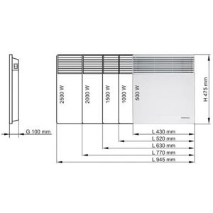 Konvektorový elektrický ohřívač T17 -2000 W - IP24