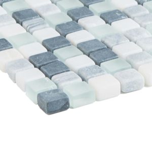 Mozaika marmor weiss grau schwarz/glass weiss 47550 30x30x0,8