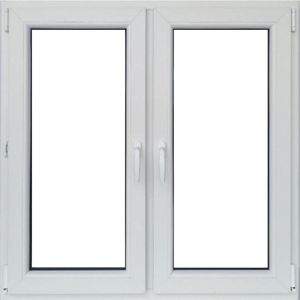 Okno dvoukřídlé 116,5x113,5cm/symetrické/bílé/zlatý dub
