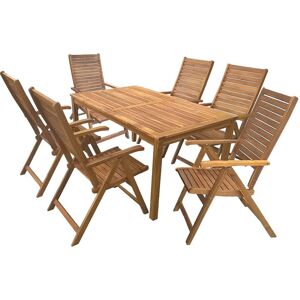 Sada nábytku dřevěný stůl + 6 polohových židlí