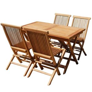 Sada nábytku teak dřevo obdélníkový stolek+4 židle