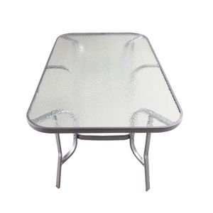 Sada skleněný stůl MT6008 + 6 židlí TFC004 šedá
