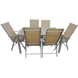 Sada stůl Polywood + 6 židli  Porto taupe