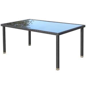 Skleněný stůl technorattan 150x90x70 černá