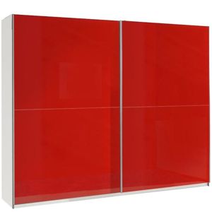 Skříň Lux 13, 244 cm červená / lesklá