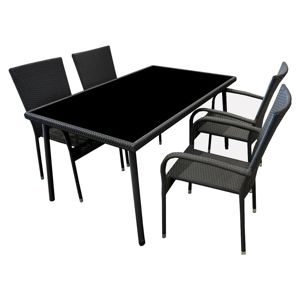 Zahradní sada technoratan stůl+4 židle černá
